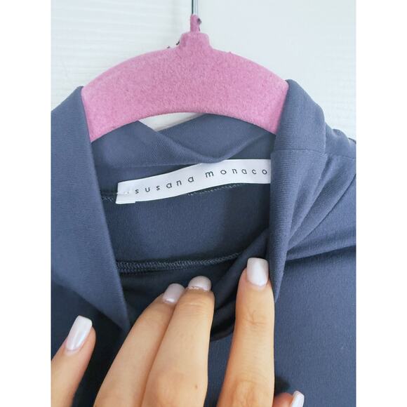 NWT Susana Monaco Long Sleeve Turtleneck Small Stretch Gray Minimal Fall Layer - Picture 6 of 7